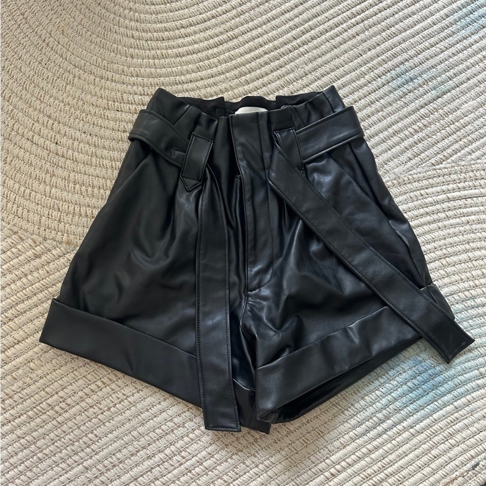 Abercrombie & Fitch Black High Waist Faux Leather Shorts